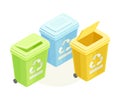Dustbin for Garbage Sorting and Recycling as Ecology and Environment Protection and Conservation Isometric Vector