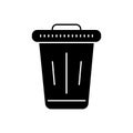 Black solid icon for Dustbin, bin and trash