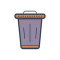 Color illustration icon for Dustbin, clean and delete