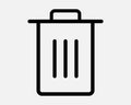 Dustbin Outline Icon Trash Can Line Shape Trashcan Delete Symbol Waste Bin with Lid Cover Refuse Container Junk Recycle Disposal