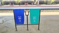 Dustbin in railway station Royalty Free Stock Photo