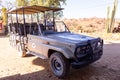 Dusternbrook Safari Guest FarmÂ open air vehicle parked awaiting tourists for game drive Royalty Free Stock Photo