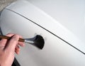 Dusting for fingerprints. Royalty Free Stock Photo