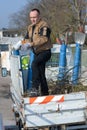 Dustman cleaning lorry bin