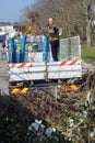 Dustman cleaning lorry bin