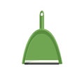 Dustpan, scoop or shovel for housework. Dust pan with handle. Household tool. Domestic supply. Colored flat vector