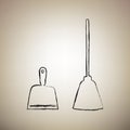 Dustpan sign. Scoop for cleaning garbage housework dustpan equip