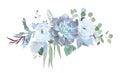 Dusty blue echeveria succulent, white ranunculus, anemone, eucalyptus Royalty Free Stock Photo