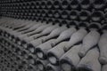 Dusty bottles of wine in factory cellar