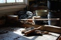 Dusty dark old potting shed