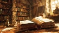 In a dusty library a young apprentice uncovers an old tome that holds the key to unlocking the secrets of the alchemical
