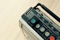 Dusty old radio with one cassette player Royalty Free Stock Photo