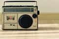 Dusty old radio with one cassette player Royalty Free Stock Photo