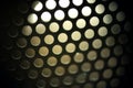 Metal round grill in macro, mesh background Royalty Free Stock Photo