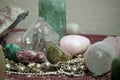 Dusty pagan altar with stones Royalty Free Stock Photo