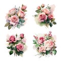 Dusty pink blush, white and creamy rose flowers vector design wedding bouquets. Eucalyptus, greenery. Floral pastel Royalty Free Stock Photo