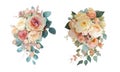 Dusty pink blush, white and creamy rose flowers vector design wedding bouquets. Eucalyptus, greenery. Floral pastel Royalty Free Stock Photo