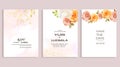 Dusty pink and ivory beige rose, pale hydrangea, fern, dahlia, ranunculus, fall leaf bunch of flowers invitation card