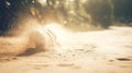 Dusty room with old distressed windows and sun rays. Abandoned grungy interior with lights in the dust. Generated AI. Royalty Free Stock Photo