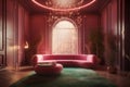 Dusty Rose & Olive Green Luxury Interior: Unique Design with Stunning Shiny Walls & Neon Lights