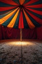 Dusty, worn circus tent interior with faded stripes, canvas, pattern Royalty Free Stock Photo