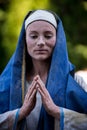 The weeping Madonna. Dutch artist performing during the International Festival of Living Statues, Bucharest, Romania, June 2017