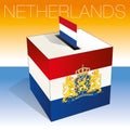 Dutch ballot box with symbols of Netherland and flags