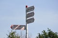 Dutch bicycle signpost in Breskens with shadow from the sun Royalty Free Stock Photo