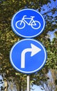 Dutch blue road sign with arrow turn right