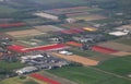 Dutch bulbfields from the air Royalty Free Stock Photo