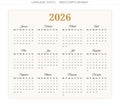 Dutch calendar 2026. Modern vector illustration Dutch. 12 months year kalender Royalty Free Stock Photo