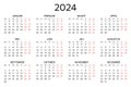 2024 dutch calendar. Printable, editable vector illustration for Dutch. months year kalender Royalty Free Stock Photo