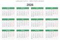 Dutch calendar for 2026. Vector illustration Dutch. 12 months year kalender Royalty Free Stock Photo