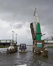 Dutch canal and open drawbridge