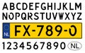 Dutch car plate with symbols, numbers and letters