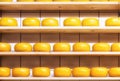 Dutch cheese ripening on wooden shelfs