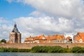 The Dutch city of Volendam seen from the water under majestic clouds Royalty Free Stock Photo