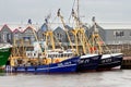 Dutch commercial fishing trawler vessels moored in Port of Den Helder. The Netherlands - June 23, 2013