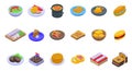 Dutch cuisine icons set isometric vector. Cheese dairy