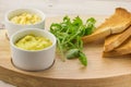 Dutch curried chicken salad, egg and chive salad and toast Royalty Free Stock Photo