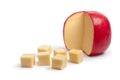 Dutch Edam cheese with cubes Royalty Free Stock Photo