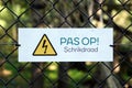 Dutch Electric fence warning sign
