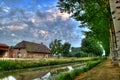 Dutch farm with dark blue Sky