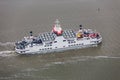 Dutch ferry boat at Wadden Sea navigating beween sandbanks Royalty Free Stock Photo