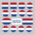 Dutch Flag Collection Figure Icons Set Vector