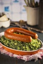 Dutch food: kale with smoked sausage or 'Boerenkool met worst'