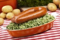 Dutch food: kale with smoked sausage or 'Boerenkool met worst' Royalty Free Stock Photo