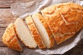 Dutch food: Tiger bread sliced close-up. Horizontal top view