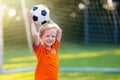 Dutch football fan kids. Go Holland Royalty Free Stock Photo