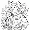 Dutch Golden Age Inspired Man And Flower Coloring Pages